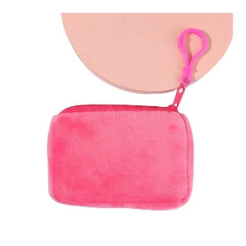 VONCYKI Solide Plüsch-Münzgeldbörse für Damen, niedliche Geldbörse, Ausweistasche, Schlüsselanhänger, minimalistische Münztasche, Geldbörsen für Frauen, rosarot, 1 Stpck von VONCYKI