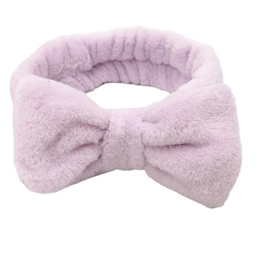 VONCYKI Weiche Schleifen-Stirnbänder für Spa, Yoga, große einfarbige Korallen-Fleece, elastische Haarbänder für Damen, zum Waschen des Gesichts, niedliches Make-up, Haarband, Zubehör (Hellviolett) VONCYKI Weiche Schleifen-Stirnbänder für Spa, Yoga, große einfarbige Korallen-Fleece, elastische Haarbänder für Damen, zum Waschen des Gesichts, niedliches Make-up, Haarband, Zubehör (Hellviolett) von VONCYKI