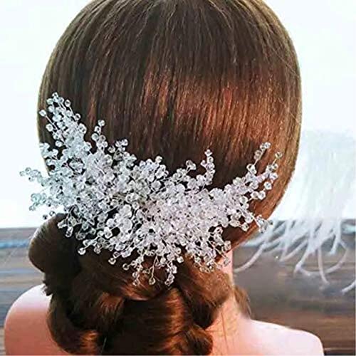 Braut Haarkämme Haarkamm Hochzeit Elegante Hochzeit Braut Haarschmuck Schmuck Handgefertigt Kristall Strass Braut Party Abschlussball Haarkamm Braut Braut Seitenkamm (Color : Gold, Size : One size) von VONGAZ