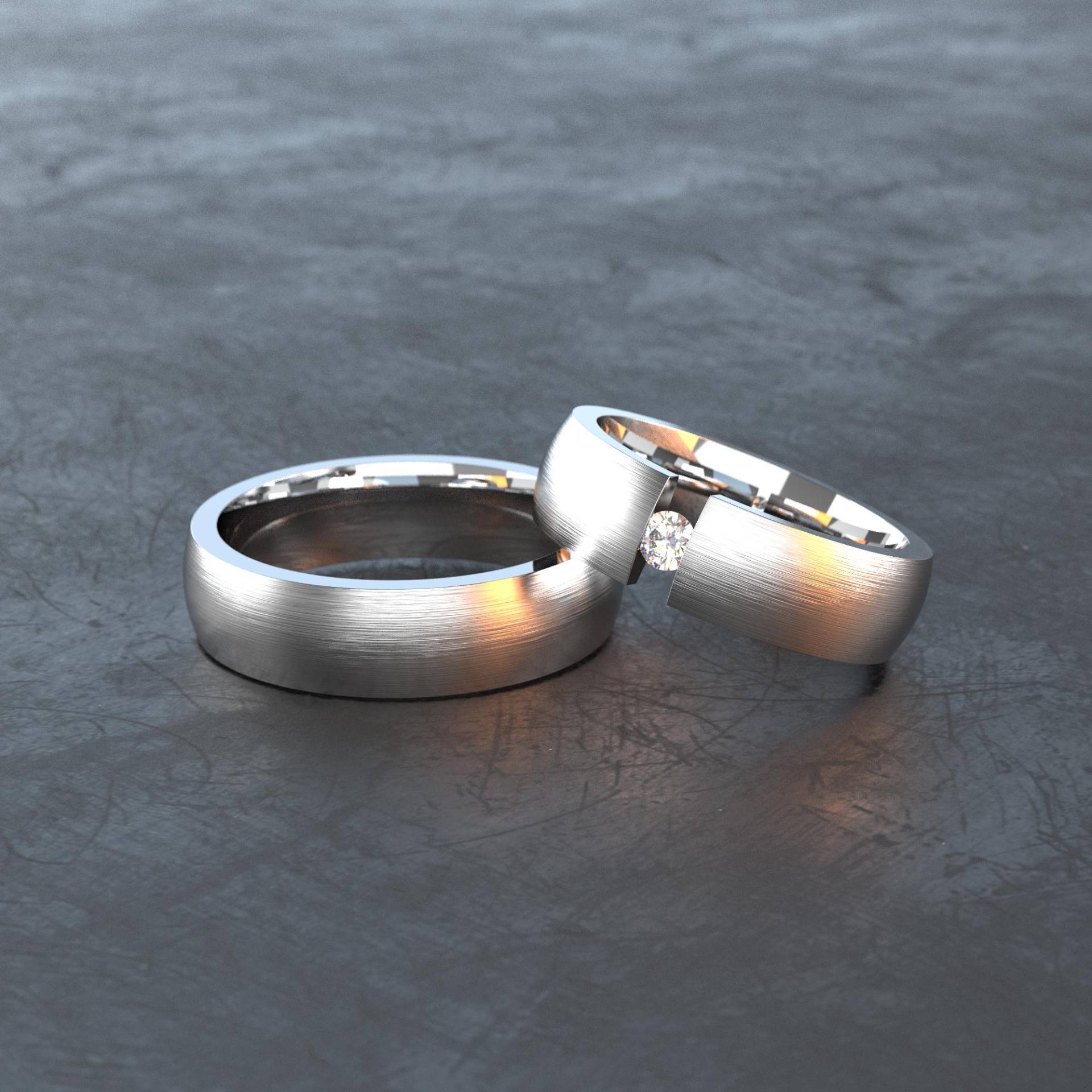 Edelstahl Spannring Mit Zirkonia - Längsmatt, Verlobunsgring, Partnerring, Trauringe Freundschaftsringe E024 Edelstahl Spannring Mit Zirkonia - Längsmatt, Verlobunsgring, Partnerring, Trauringe Freundschaftsringe E024 von VONJACOB