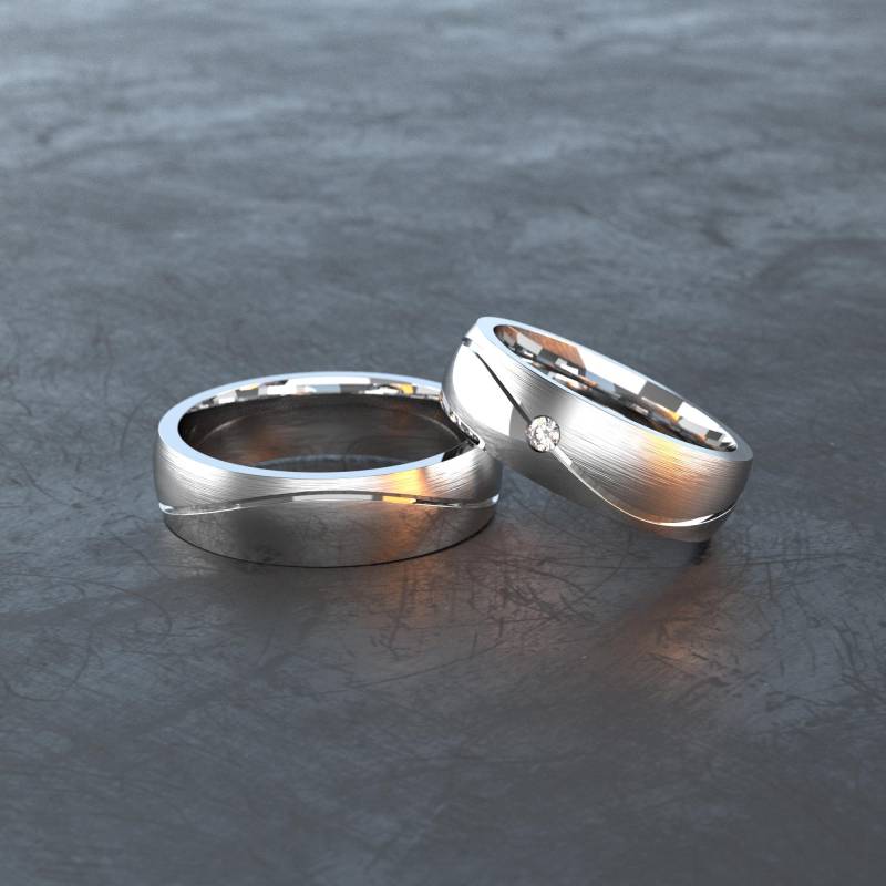 Mattierter Edelstahlring Mit Zirkonia Und Wellenförmiger Fuge - Ideal Als Ehering, Verlobungsring, Freundschaftsring E002 Mattierter Edelstahlring Mit Zirkonia Und Wellenförmiger Fuge - Ideal Als Ehering, Verlobungsring, Freundschaftsring E002 von VONJACOB