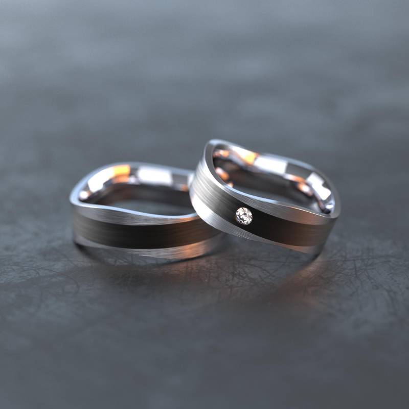 Partnerringe Aus Carbon Und Edelstahl - Trauringe/Eheringe Freundschaftsringe S001 von VONJACOB