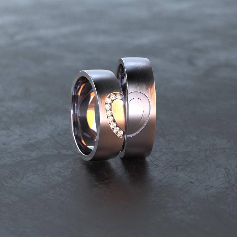 Partnerringe Aus Titanium - Herz Ringe Trauringe/Eheringe Freundschaftsringe T015 von VONJACOB