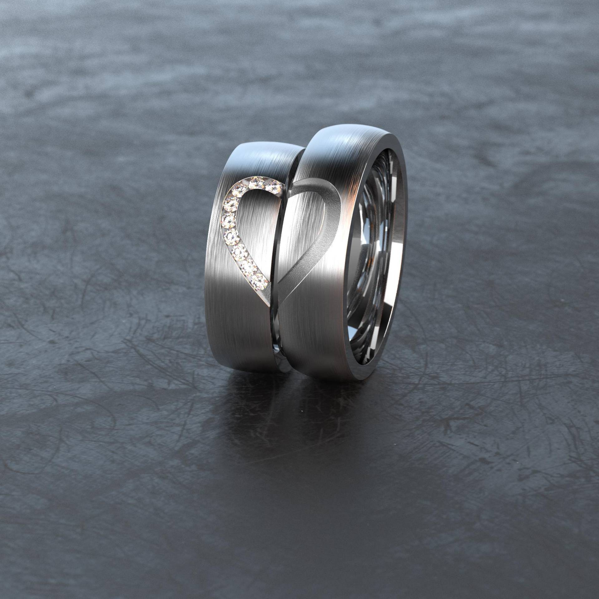Ring Aus Edelstahl Mit Herzsymbol, Längsmattiert, Freundschaftsring, Partnerring, Ehering - Herzring E034 Ring Aus Edelstahl Mit Herzsymbol, Längsmattiert, Freundschaftsring, Partnerring, Ehering - Herzring E034 von VONJACOB
