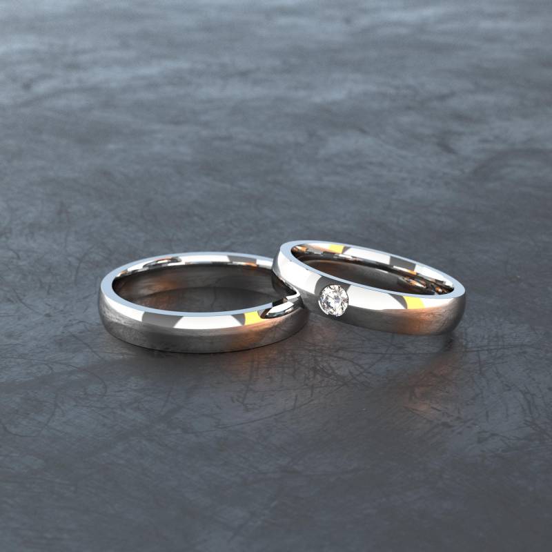 Schlichte Und Schicke Titan Ring, Poliert Mit Zirkonia-stein Im Damenring - Ideal Als Trauringe, Freundschaftsringe Partnerringe T011 von VONJACOB