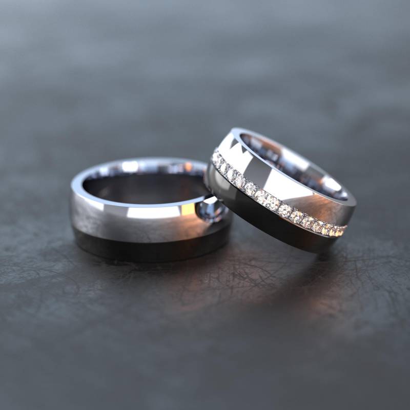 Schwarze Ringe/Edelstahl Partnerringe - Trauringe Eheringe Freundschaftsringe C003 von VONJACOB