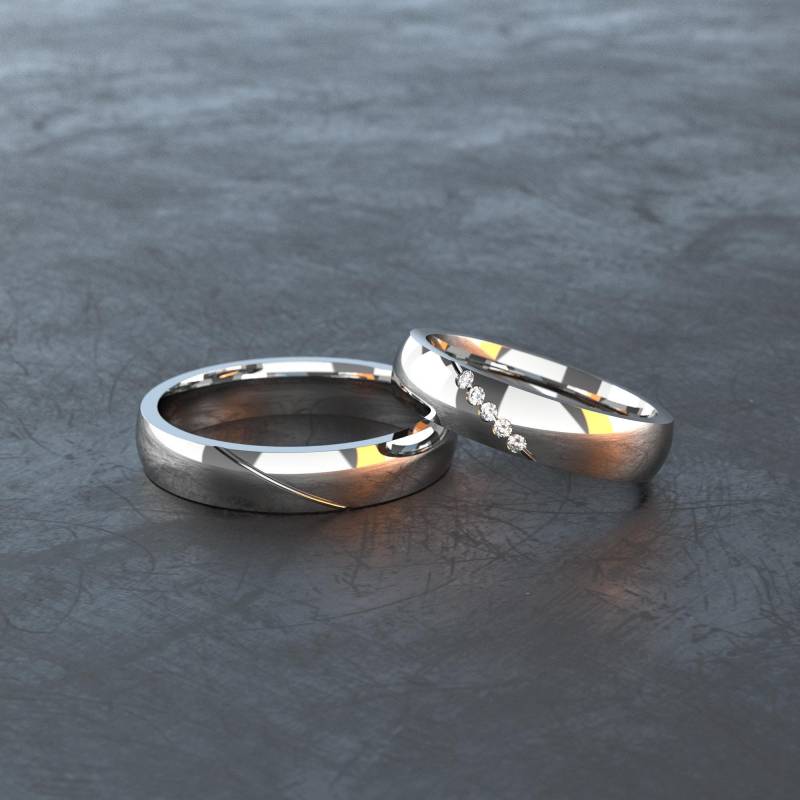 Titan Ring Mit Querfuge Und Zirkonia, Poliert Längs Mattiert - Ideal Als Trauringe, Freundschaftsringe Partnerringe T008 von VONJACOB