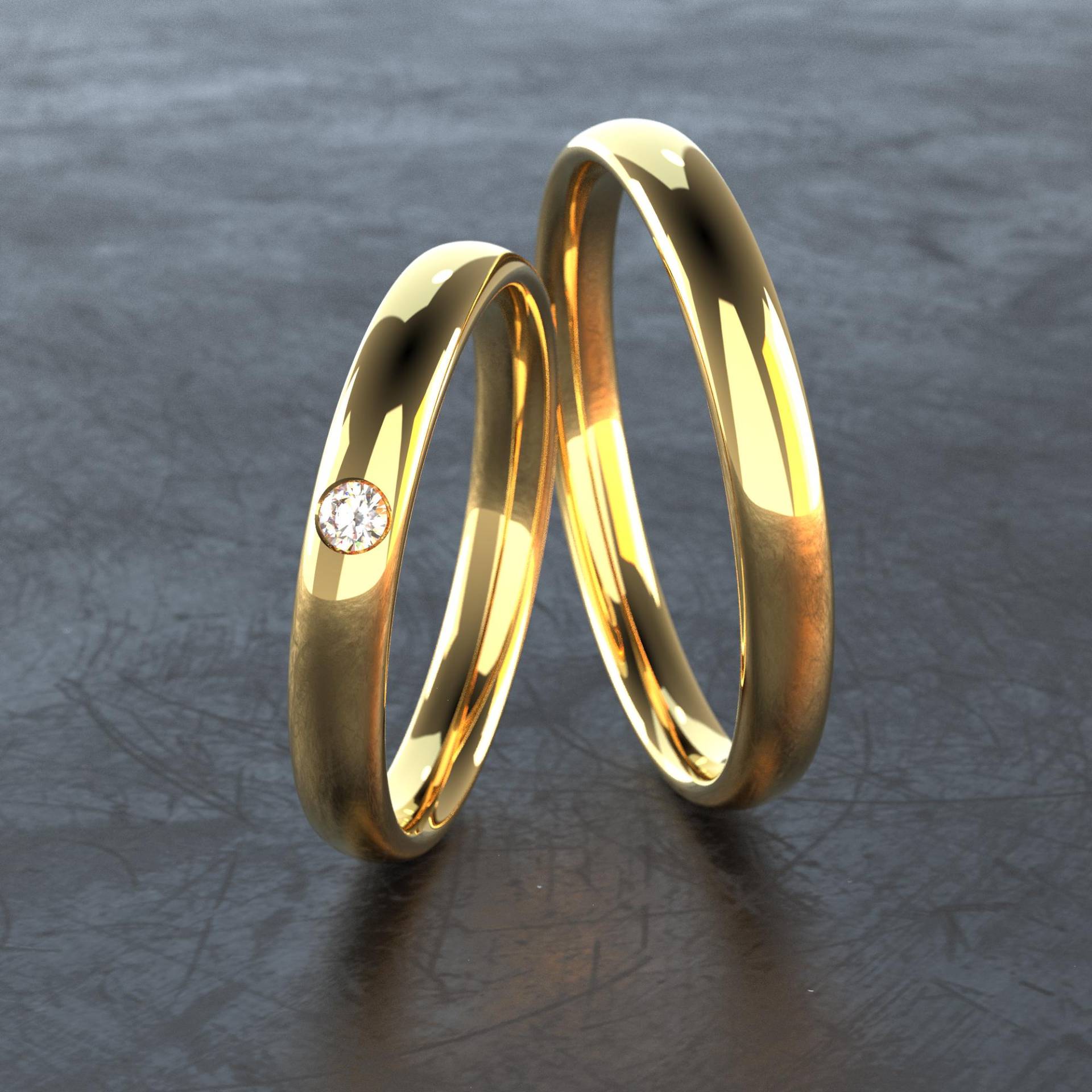 Trauringe 585Er Gelbgold | Eheringe Mit Diamant Ringe Hochzeitsringe Poliert - Modell Bornheim Tr039 von VONJACOB