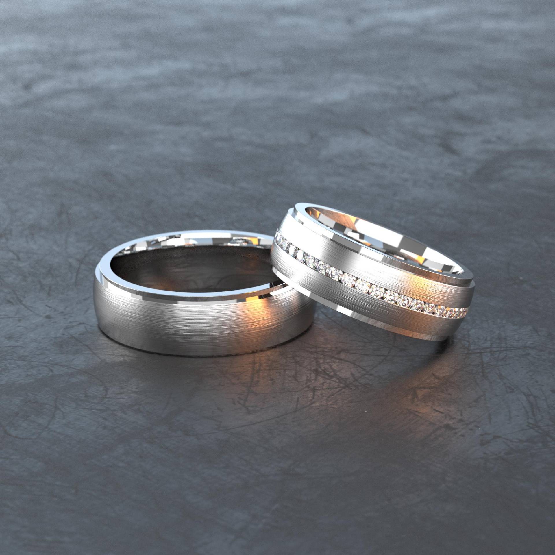 Trauringe Aus Edelstahl, Längsmattiert Mit Stufe An Den Rändern - Perfekt Als Eheringe Oder Verlobungsringe E027 Trauringe Aus Edelstahl, Längsmattiert Mit Stufe An Den Rändern - Perfekt Als Eheringe Oder Verlobungsringe E027 von VONJACOB