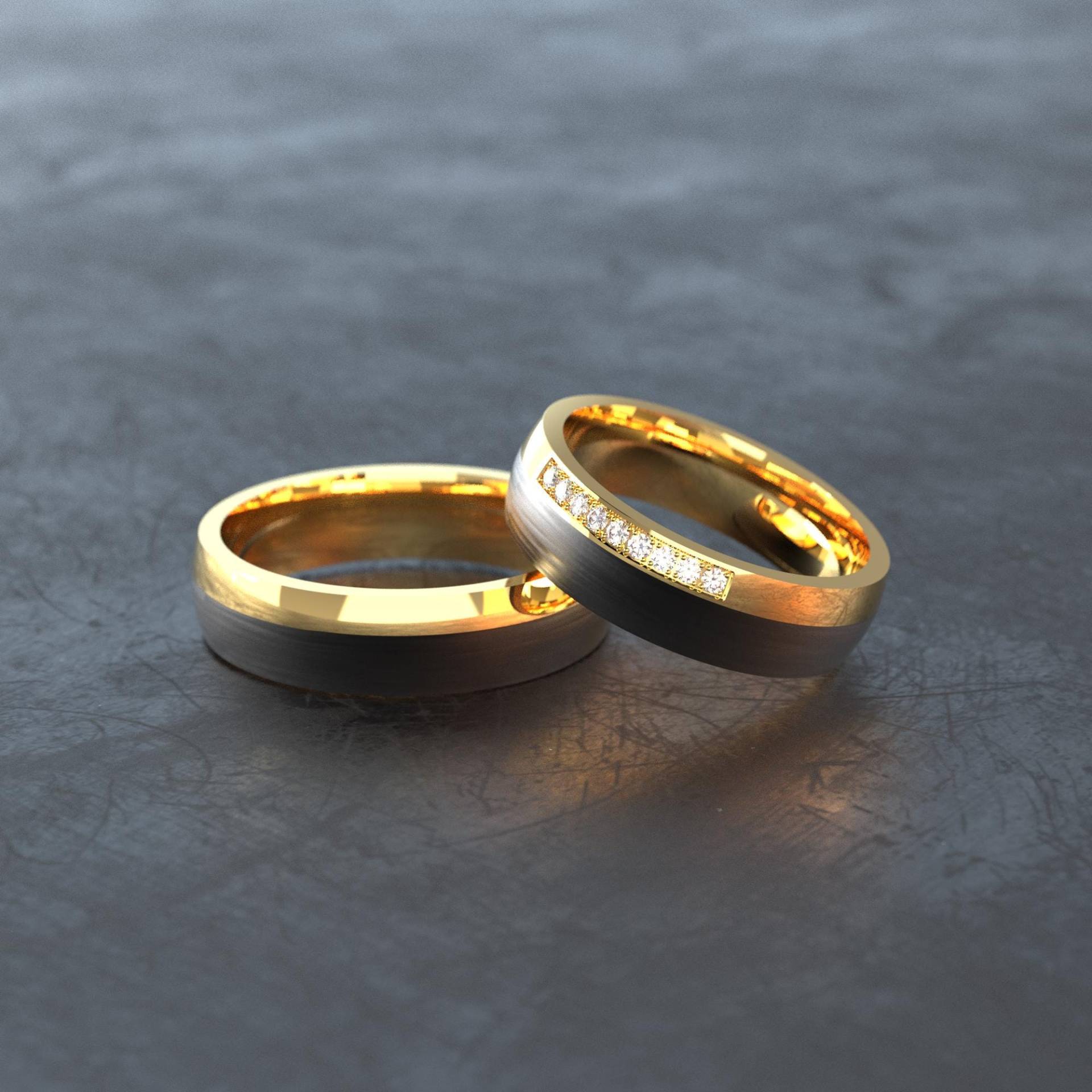 Vergoldete Ringe Aus Carbon Und Edelstahl - Trauringe/Eheringe Partnerringe Freundschaftsringe S010 Vergoldete Ringe Aus Carbon Und Edelstahl - Trauringe/Eheringe Partnerringe Freundschaftsringe S010 von VONJACOB