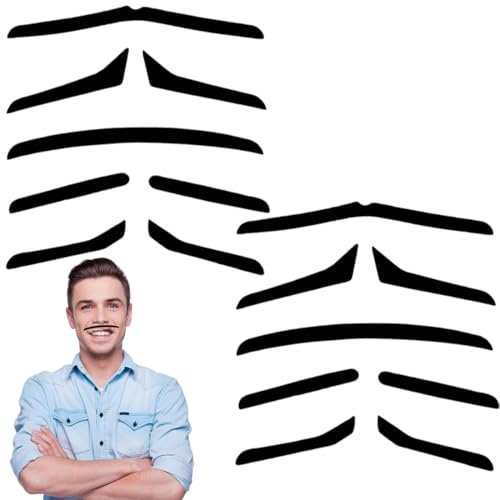 VONJUMA 10 Stück Schnurrbart Zum Ankleben Fake Bart Kinder Falscher Fasching Klebe Schnauzer 80Er Karneval Bärte Kleben Brusthaartoupet Oberlippenbart Kostüm Schnurbart Für Klebebart Erwachsene von VONJUMA