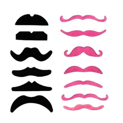 VONJUMA 13 Stück Schnurrbart Zum Ankleben Fake Bart Kinder Falscher Fasching Klebe Schnauzer 80Er Karneval Bärte Kleben Brusthaartoupet Oberlippenbart Kostüm Schnurbart Für Klebebart Erwachsene von VONJUMA