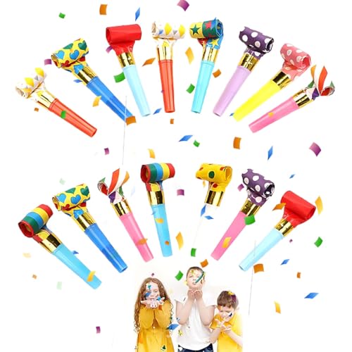 VONJUMA 15 Stück Tröten Kindergeburtstag Krachmacher Partyspass Scherzartikel Party Tröte Tröten Zubehör Spaß Farbig Gemischt Lustige Spielzeuge Für Neujahr Geburtstag Party Kinder Party Weihnachten von VONJUMA