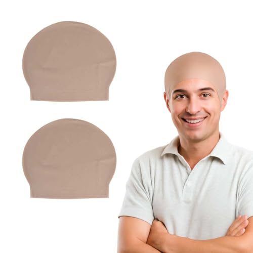 VONJUMA 2 Stück Glatzekappe Erwachsene Latex Glatze Kappe Bald Cap Glatze Perücke Glatze Zubehör Halloween Kostüm Zubehör Halloween Kopfkappe Gefälschte Kopfhaut Für Halloween Cosplay Party von VONJUMA