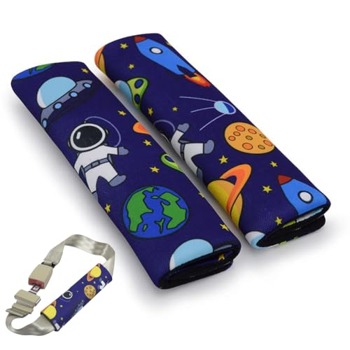 VONJUMA 2 Stück Gurtpolster Kinder Süße Weltraum Gurtpolster Auto Atmungsaktiv Und Hautfreundlich Gurtpolster Kindersitz Verschleißfest Und Langlebig Für Alle Jahreszeiten Autogurt Polster von VONJUMA