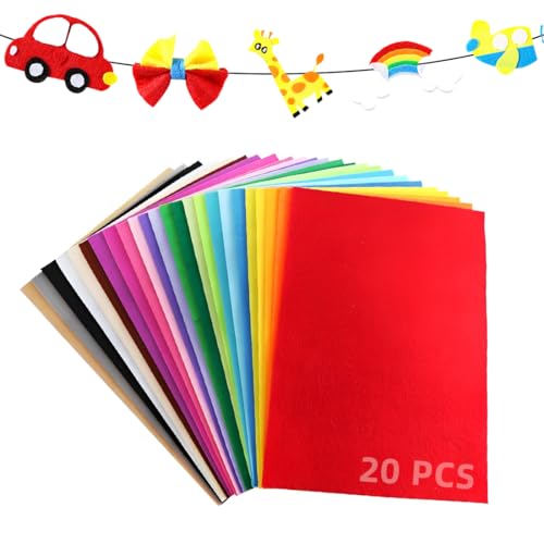 VONJUMA 20 Pcs Bastelfilz Farben Filzstoff Basteln Farbig Filz Blätter Bastelfilz Filz Polyester Felt Fabric Basteln Kinder Vliesstoff Stoff Filzplatten Zum Diy Handwerk Nähen Manual Decoration 20X30C von VONJUMA