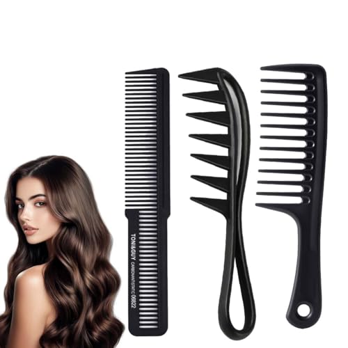VONJUMA 3 Pcs Breiter Zahnkamm Kit Antistatischer Grobzinkiger Professioneller Haircomb Starker Langlebiger Antistatischer Für Männer Und Frauen von VONJUMA