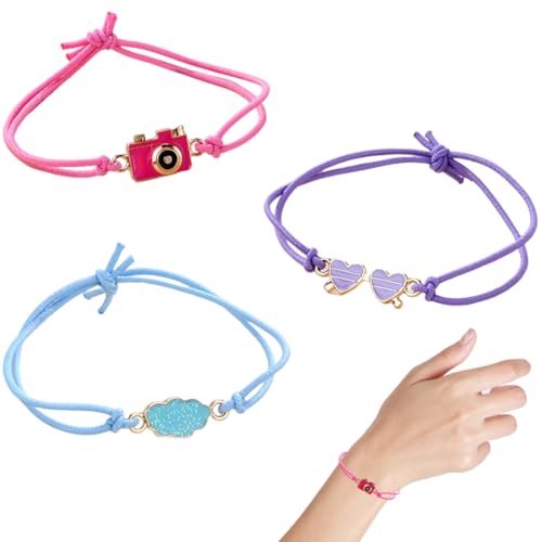 VONJUMA 3 Stück Armband Mädchen Freundschaftsarmband Kinder Einstellbare Geflochten Armband Regenbogen Rrmband Für Mädchen Geschenke Und Kinder Mitgebsel Kindergeburtstag Rosa Blau Lila von VONJUMA