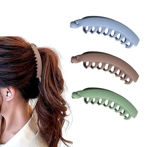 VONJUMA 3 Stück Banana Clip Groß Bananen Haarspange Pferdeschwanz Haarklammer Vintage Bananen Clips Bananenspangen Griffkämme Damen Hochwertig Robust Haarschmuck Für Frauen Mädchen 13Cm von VONJUMA