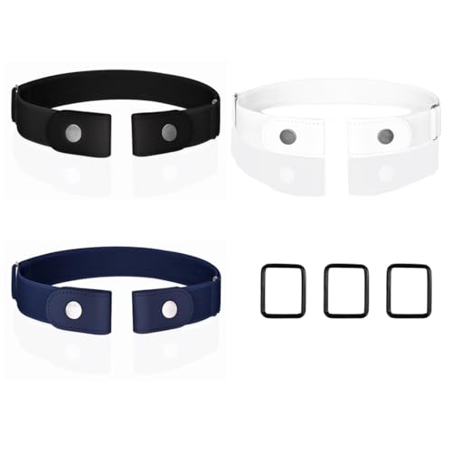 VONJUMA 3 Stück Gürtel Ohne Schnalle Langlebig Elastischer Gürtel Justierbar Schnallenfreier Gürtel Stretch Gürtel Für Jeans Hosen Kleid Einstellbarer Unsichtbarer Gürtel Für Damen von VONJUMA