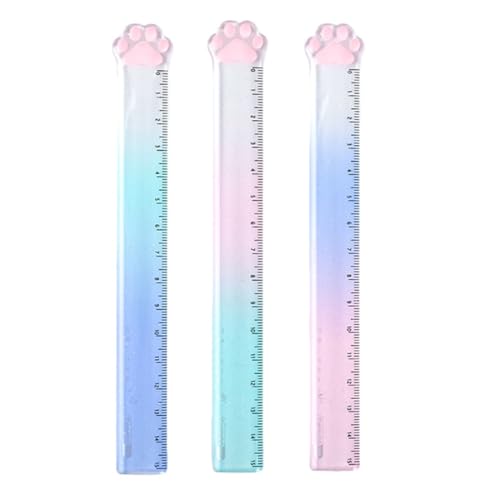 VONJUMA 3 Stück Lineal 15Cm Meow Lineal Zum Messen Unterstreichen Und Zeichnen Von Klaren Und Präzisen Linien 15Cm Rosa Gelb Transparent Schwarz Für Kinder Studenten Büro Schule von VONJUMA