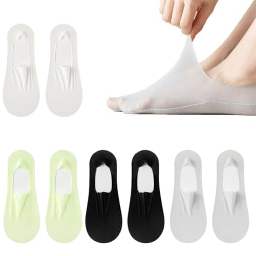 VONJUMA 4 Paar Ballerina Socken Damen Füßlinge Ballerina Socken Damen Atmungsaktiv Unsichtbare Sneaker Socken Damen,No Show Rutschfeste Füsslinge Mit Siliconpad,Baumwolle Kurze 35-39 von VONJUMA