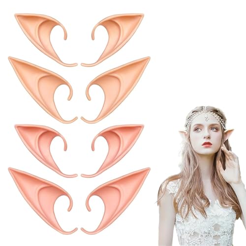 VONJUMA 4 Paare Elfenohren Fairy Pixie Elf Ohren Für Kinder Und Erwachsene Party Elfen Ohren Cosplay Zubehör For Halloween Karneval Partydekorationen 10cm/12cm von VONJUMA