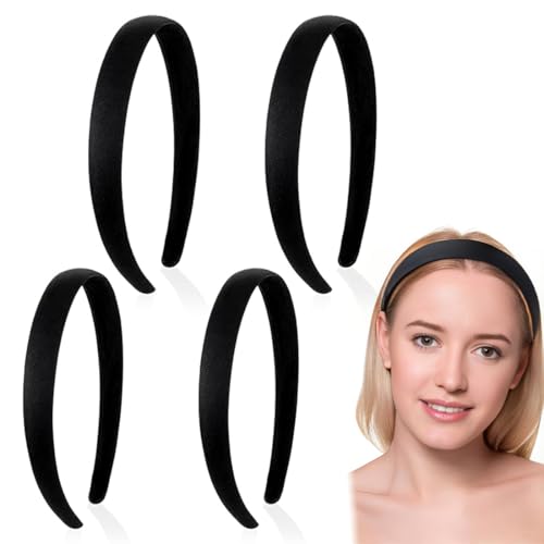 VONJUMA 4 Pcs Haarreifen Damen Gepolsterte Einfaches Stirnband Rutschfestes Haarband Haarreifen Hartes Kunststoff-Kopfband Mode Bequeme Stirnbänder Gedehnt Kopfbedeckung Retro Dünne Haarbänder von VONJUMA