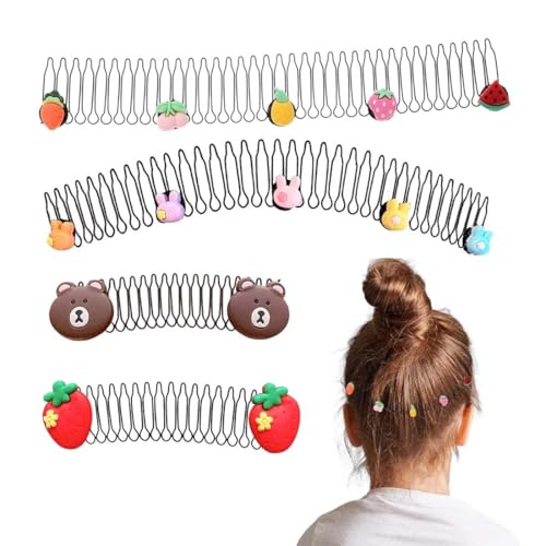 VONJUMA 4 Stück Cartoon Haarbänder Für Frauen Mit Zahnkamm Rutschfeste Hartplastik Stirnbänder Voll Kreisförmig Stretch Kamm Für Mädchen Frauen Elastische Haarspangen In Gewellter Form von VONJUMA