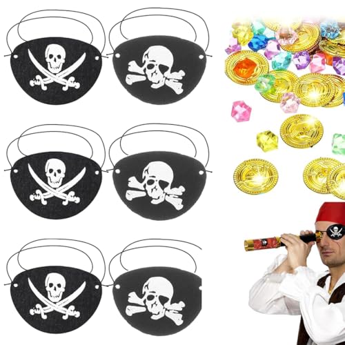 VONJUMA 70 Stück Piratenschatz 50 Edelsteine Für Kinder Und 20 Goldmünzen Kinder Mit 6 Augenklappe Pirat Für Piraten Deko Kindergeburtstag Piratenparty Kindergeburtstag Schatzkiste Kindergeburtstag von VONJUMA