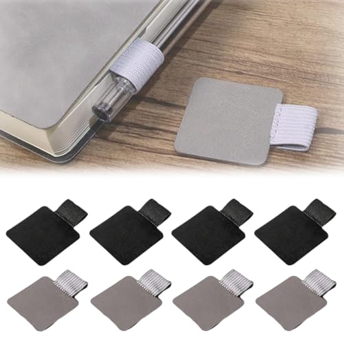 VONJUMA 8 Stück Stiftschlaufe Selbstklebend Stiftschlaufe Pen Holder Für Tagebuch Pu Leder Pen Holder Für Tagebuch Mit Elastische Schlaufe Für Tablet Tagebuch Kalender Notizbuch Schwarz Grau von VONJUMA