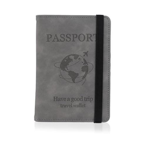 VONJUMA Reisepasshülle Passport Cover Mit Rfid-Blocker Kunstleder Reisepass Hülle Für Damen Herren Reisepass Kreditkarten Ausweis Und Reisedokumente 15×10.5Cm Grau von VONJUMA