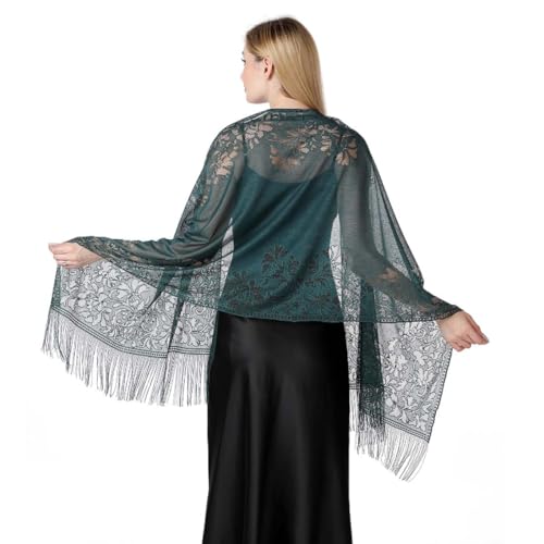 VONJUMA Stola Damen Halstuch Chiffon Sommer Schal Damen Festliche Stola Für Abendkleid Oder Brautkleid Hochzeit Scarf Geschenk Zum Muttertag Grün von VONJUMA