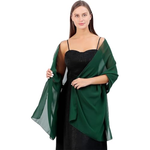 VONJUMA Stola Damen Halstuch Chiffon Sommer Schal Damen Festliche Stola Für Abendkleid Oder Brautkleid Hochzeit Scarf Grün Geschenk Zum Muttertag von VONJUMA