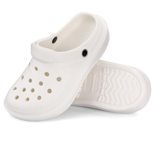VONMAY Damen Herren Clogs Atmungsaktiv Sommer Strand Sandalen Verstellbar Slide Gartenschuhe Hausschuhe rutschfest, Weiss/opulenter Garten, 8-9 Women/6-7 Men von VONMAY