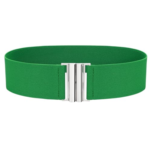 VONMELLI Breiter Elastischer Stretch Gürtel für Damen–Trimmer-Stretchgürtel, Retro Damen Taillengürtel Grün M von VONMELLI