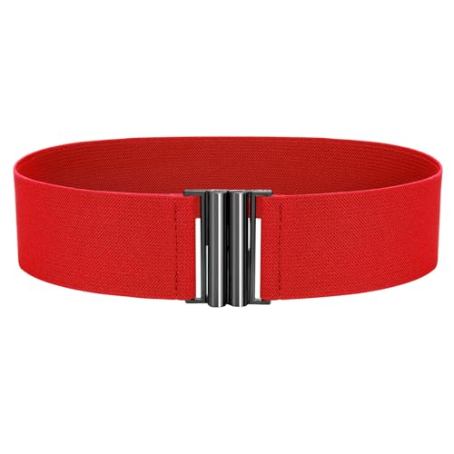 VONMELLI Breiter Elastischer Stretch Gürtel für Damen–Trimmer-Stretchgürtel, Retro Damen Taillengürtel Rot L von VONMELLI