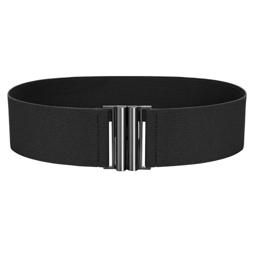 VONMELLI Breiter Elastischer Stretch Gürtel für Damen–Trimmer-Stretchgürtel, Retro Damen Taillengürtel Schwarz S von VONMELLI