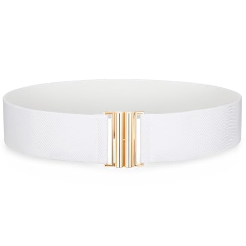 VONMELLI Breiter Elastischer Stretch Gürtel für Damen–Trimmer-Stretchgürtel, Retro Damen Taillengürtel Weiß XL von VONMELLI