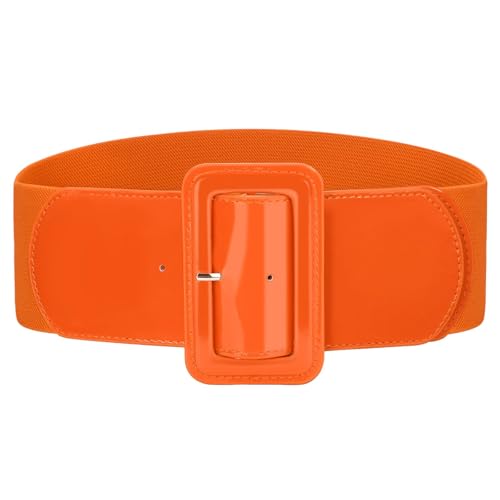 VONMELLI Breiter Elastischer Vintage Damen Gürtel - Dehnbarer Modischer Taillengürtel für Kleid Orange,Breite 7,6cm von VONMELLI