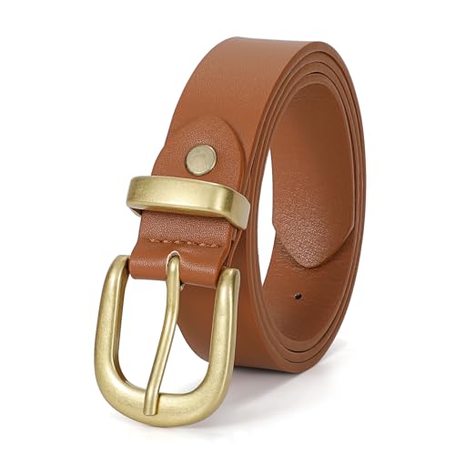 VONMELLI Damen Gürtel Modischer,Taillengürtel Damen Mit Kupfer Schnalle Für Jeans Hosen Kleider,übergröße,Braun Passend für Taillenumfang 63-77cm von VONMELLI