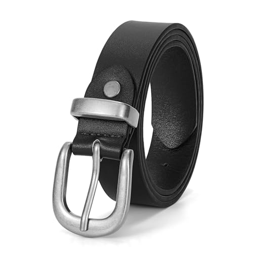 VONMELLI Damen Gürtel Modischer,Taillengürtel Damen Mit Silber Schnalle Für Jeans Hosen Kleider,übergröße,Schwarz Passend für Taillenumfang 63-77cm von VONMELLI