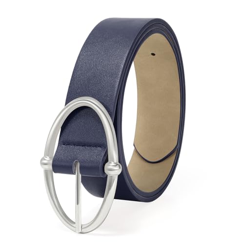 VONMELLI Damen Gürtel 3.3cm mit Massiv Ovale Schnalle Vintage Taillengürtel Schwarze für Business Jeans & Kleider Kunstleder Größen 64-117cm Marineblau Passend für Taillenumfang 81-90cm von VONMELLI