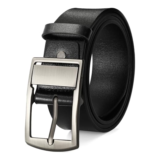 VONMELLI Herren Gürtel,mit Klassischer Taillengürtel Schnalle Schwarzer Und Brauner Gürtel Herren für Jeans, Freizeit, Cowboy und Arbeitskleidung Schwarz S von VONMELLI