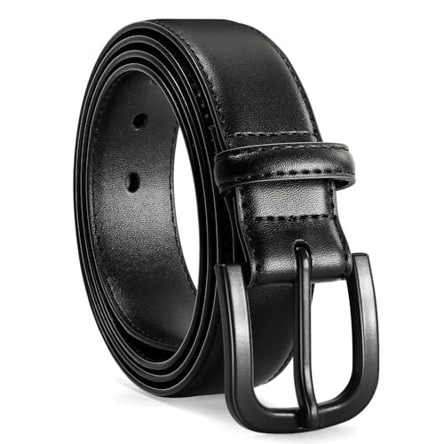 VONMELLI Herren Gürtel Metallfreier Ledergürtel Herren TSA-geprüft Metallfreier Arbeitsgürtel Jeans mit Hypoallergener Schnalle Schwarz Passform Taillenumfang 71cm-80cm von VONMELLI