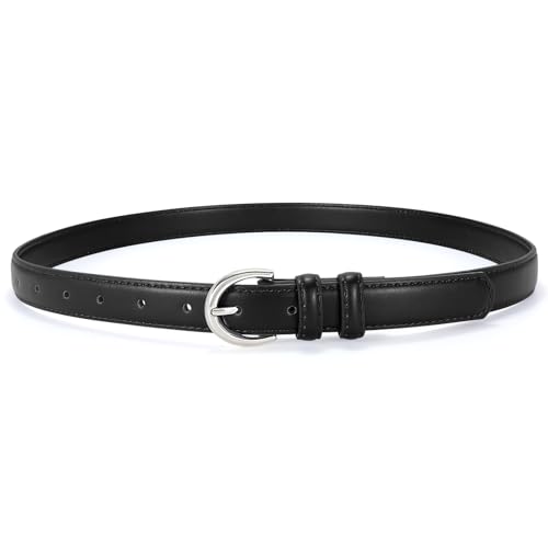 VONMELLI Mode ledergürtel damen klassischer Dekorativen taillengürtel damen Verstellbarer gürtel damen Retro Taillengürtel für Jeans Hosen Kleider Mit einseitiger Gurtschnalle Schwarz L von VONMELLI