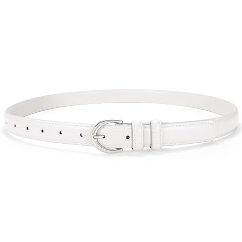 VONMELLI Mode ledergürtel damen klassischer Dekorativen taillengürtel damen Verstellbarer gürtel damen Retro Taillengürtel für Jeans Hosen Kleider Mit einseitiger Gurtschnalle Weiß S von VONMELLI
