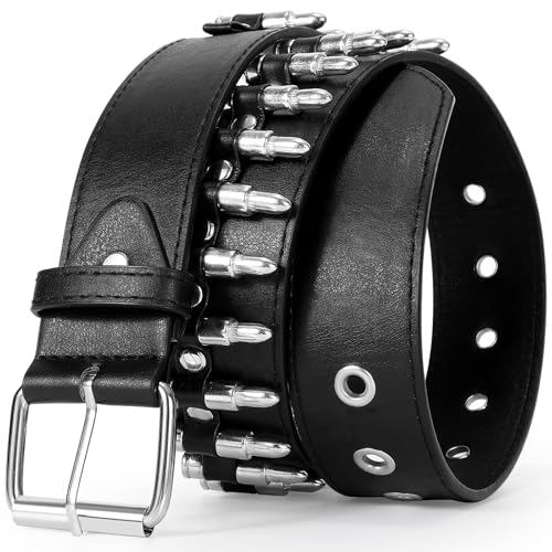 VONMELLI Nietengürtel Y2K Gürtel Goth Ledergürtel für Damen und Herren Metall Punk Taillengürtel Scene Style für Jeans M von VONMELLI