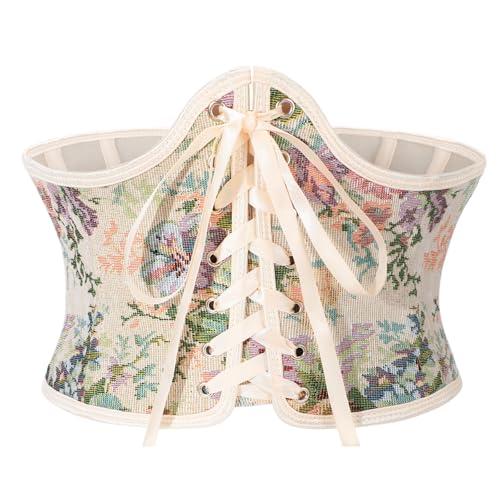 VONMELLI Renaissance Korsett Gürtel für Damen Breiter Wlastischer Taillengürtel mit Schnürung Gelb Passend für Taille 81-90cm L von VONMELLI