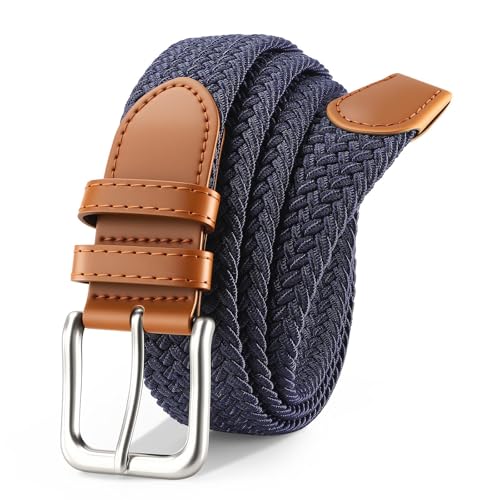 VONMELLI Unisex StoffgüRtel StretchgüRtel Elastisch Geflochten Dehnbar füR Herren Und Damen GüRtel Herren Elastischer StoffgüRtel füR Golfhosen Casual Shorts Jeans Breite 3.5cm Blau S von VONMELLI